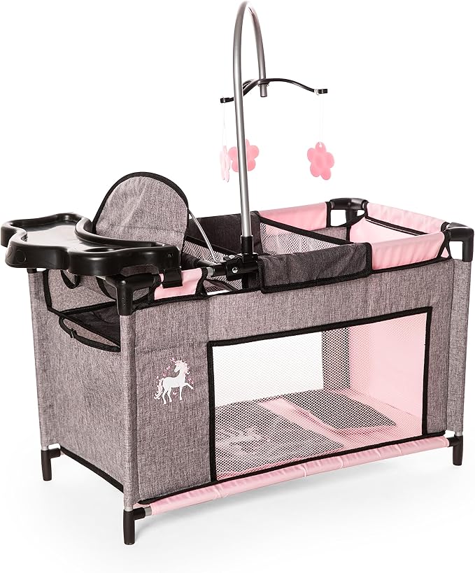 Bayer Design Lit De Poupée Multifonction Avec Chaise Haute, Table à Langer Et Rangement