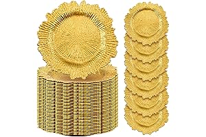 Tanlade Reef Charger Plates: 100-Piece Elegant Gold 13-Inch Plastic Charger Plates