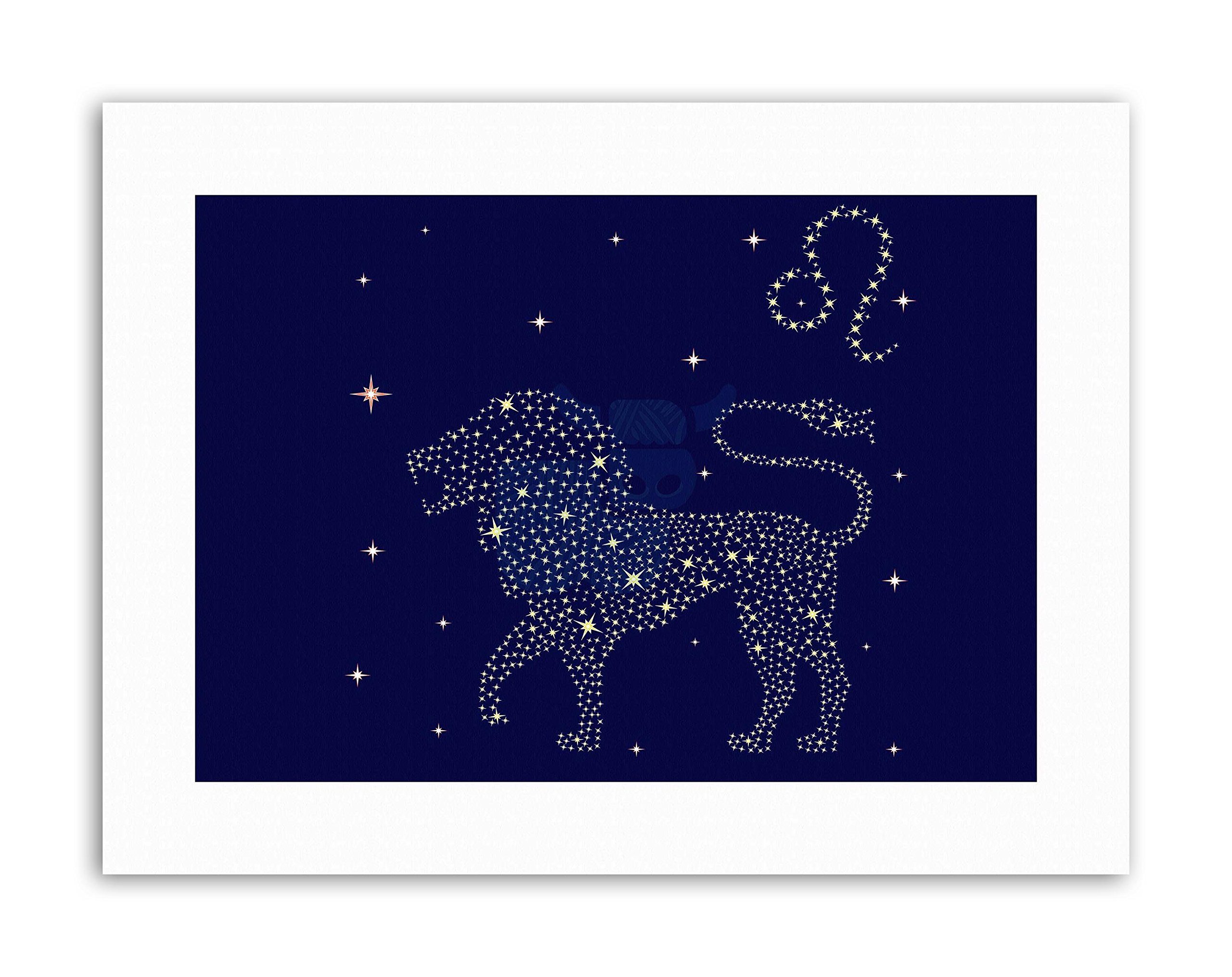 Wee Blue Coo Zodiac Star Sign Leo Lion Painting Illustration Canvas Art Print