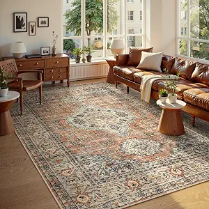 Lahome Oriental Washable Rugs 8x10, Soft Vintage Area Rug for Living Room and Bedroom