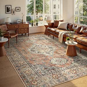 Lahome Oriental Washable Rugs 8x10, Soft 8x10 Rugs for Living Room Bedroom