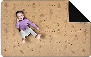 LITTLE LEMON – Krabbelmatte Baby Teppich Babymatte | Kork & Naturkautschuk 180x115cm | BPA- & Schadstofffreie Kinder Spielmatte | rutschfest