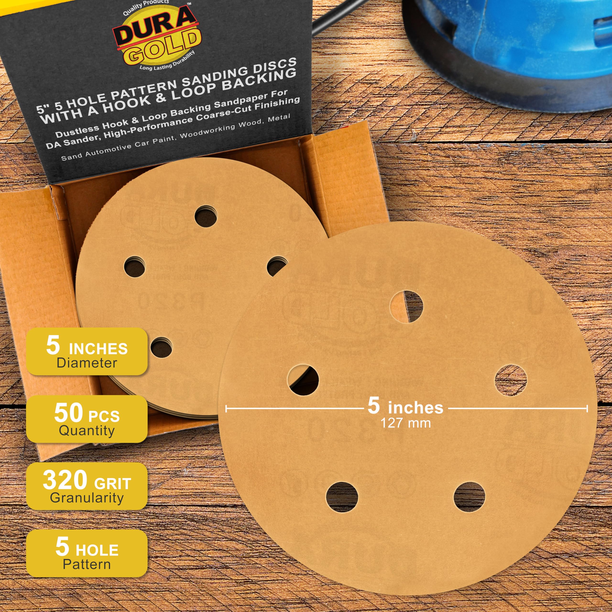Dura-Gold 5" Sanding Discs - Box of 50 -2