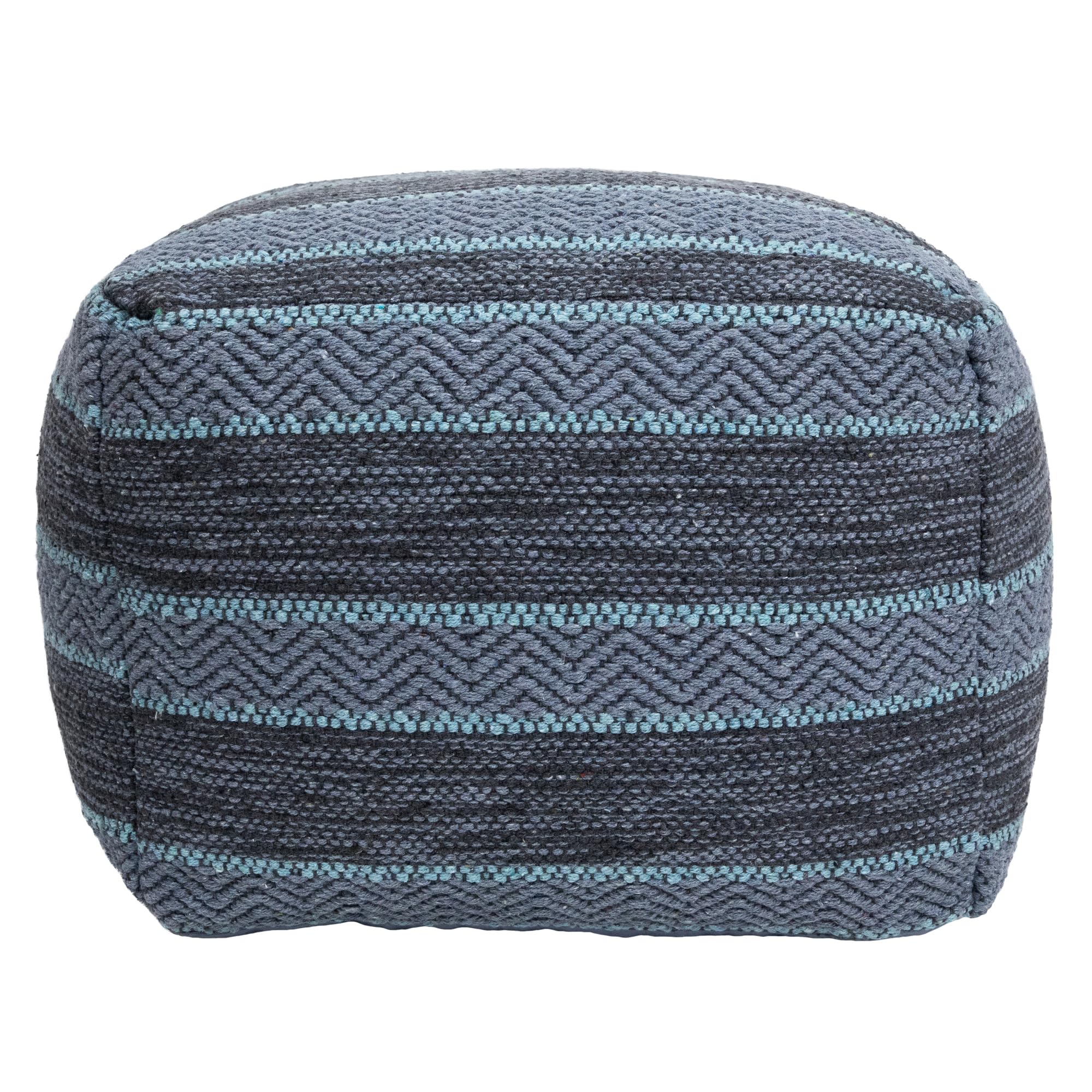 Northlight Striped Woven Cotton Square Pouf - 14