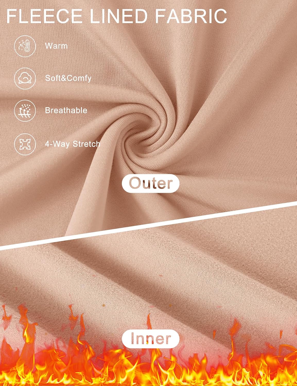 LOMON Women Thermal Long Sleeve Shirts Mock Turtle Neck Fitted Tops Fleece Lined Winter Tops Base Layer Undershirt - Image 4