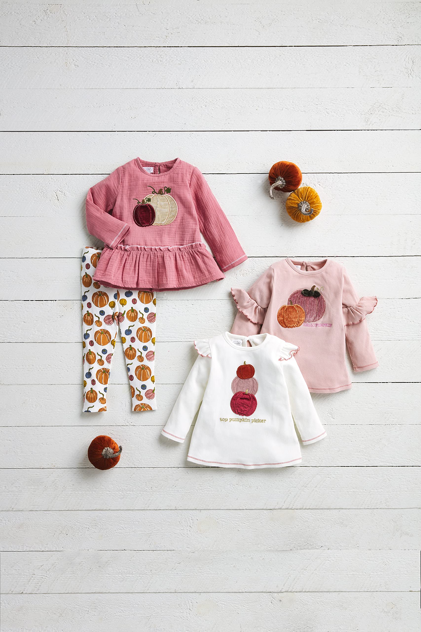 Mud Pie Baby Girl Pumpkin Tunic And Legging Set, Pink, 2 Toddler