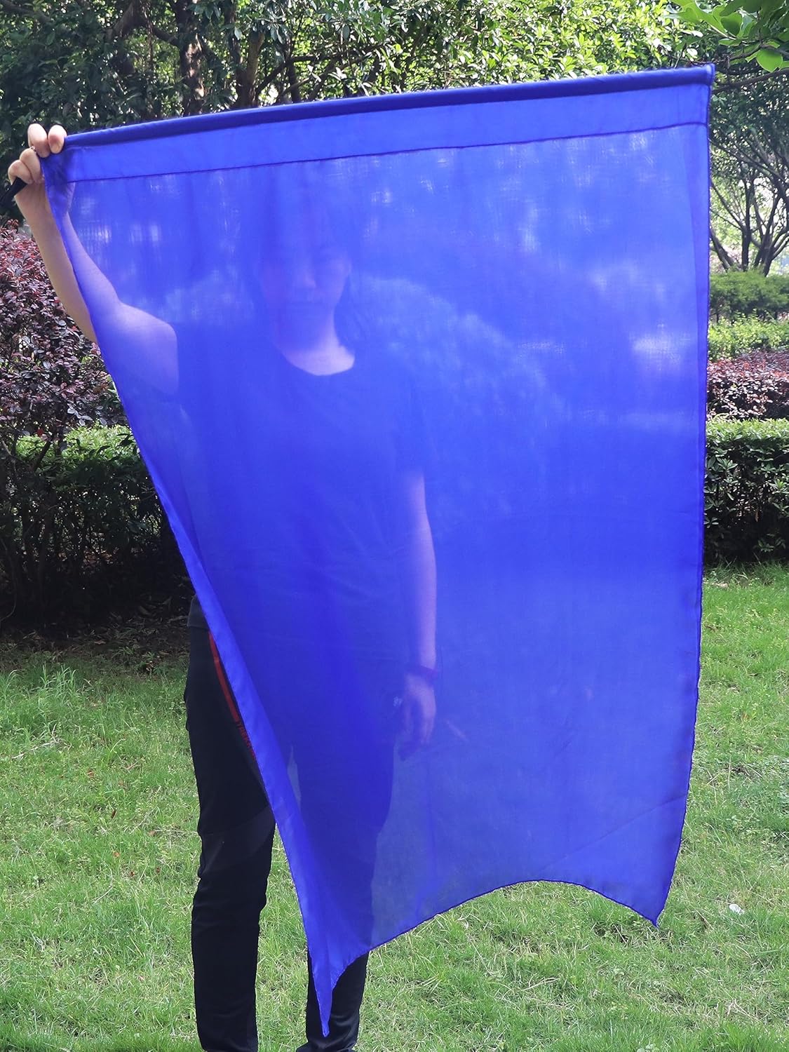 Winged Sirenny Silk Flag Poi, 50" Rectangular Spinning Playsilk, Praise Prophetic Worship Adoration Dance Banner (blue)