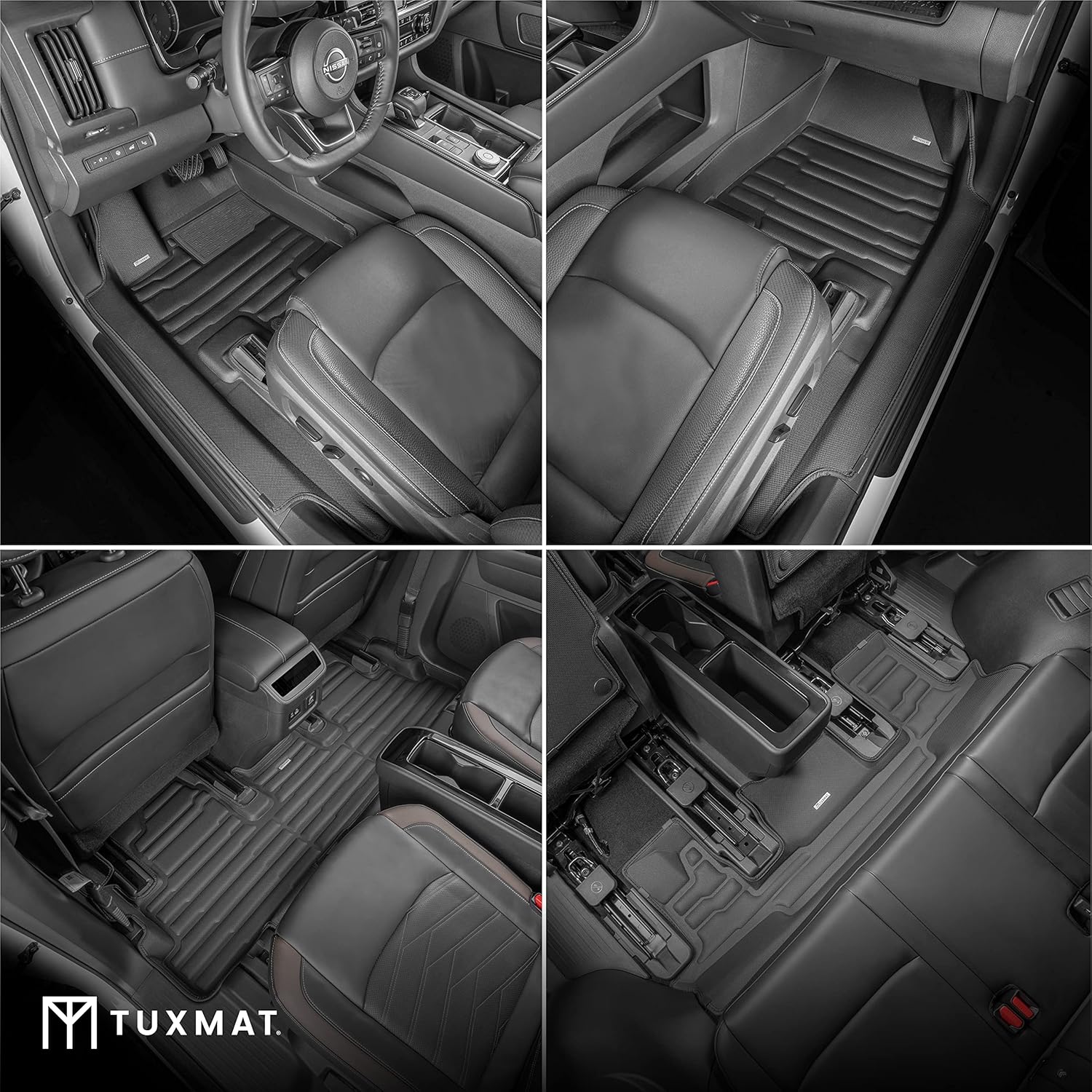 TuxMat - for Nissan Pathfinder 7-Seater 2022-2026 Models - Custom Car Mats - Maximum Coverage, All Weather, Laser Measured - This Full Set Includes 1st, 2nd and 3rd Rows