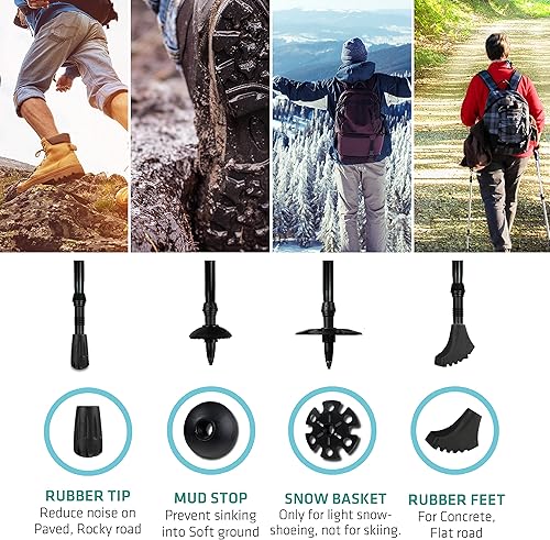 Miniatura 2 de TREKOLOGY Trekking Pole Tips and Baskets Set - Rubber Replacement Accessories for Walking Sticks and Hiking Pole