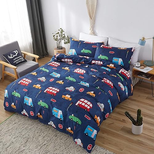 Miniatura 9 de LAMEJOR Juego de funda de edredón de Navidad, tamaño Queen, color rojo suave, diseño de árboles de Navidad, alce, copo de nieve, juego de ropa de