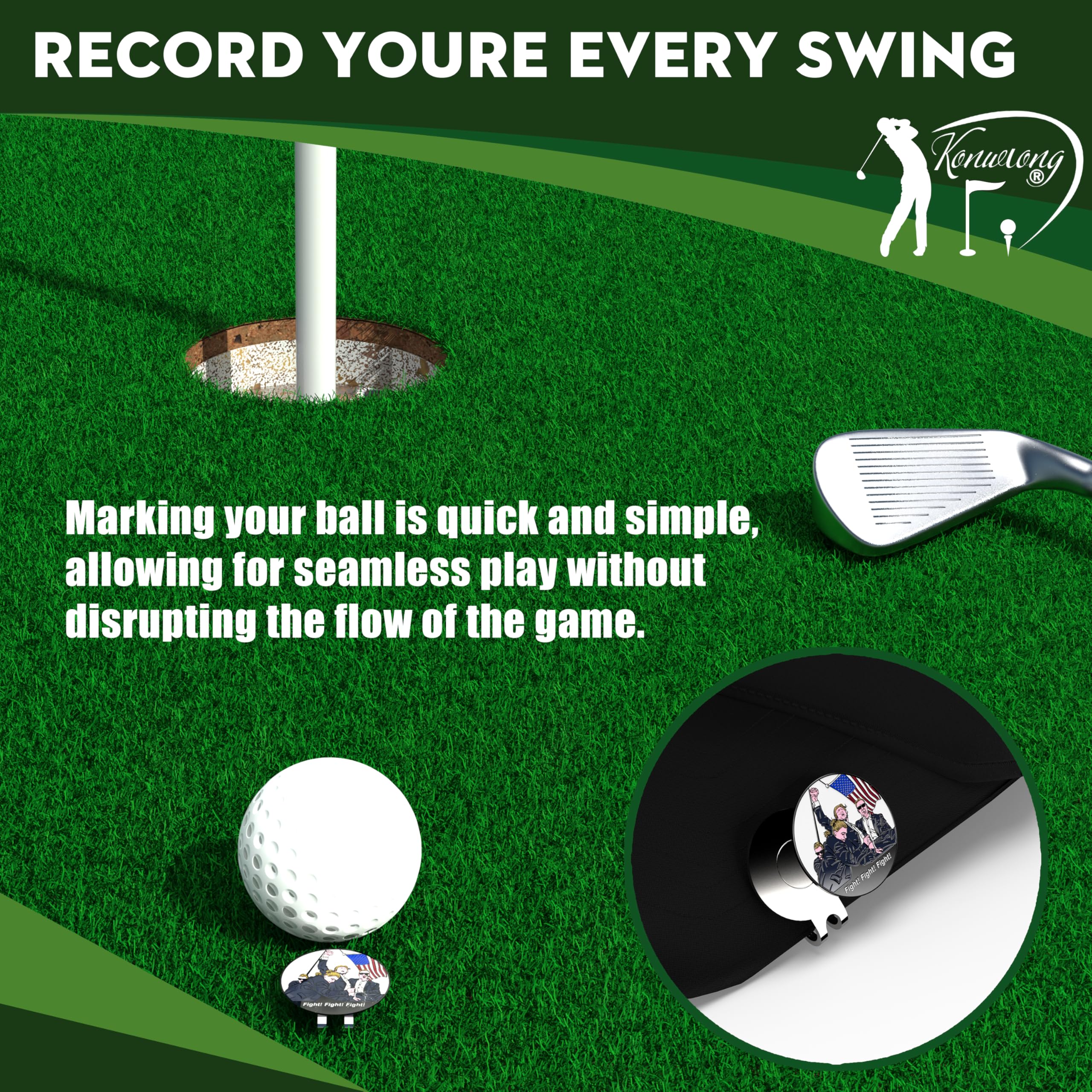 Divertido marcador de pelota de golf magnético con clip para sombrero de Putting Green | Accesorios de golf geniales para hombres y mujeres únicos | Regalos personalizados para golfistas