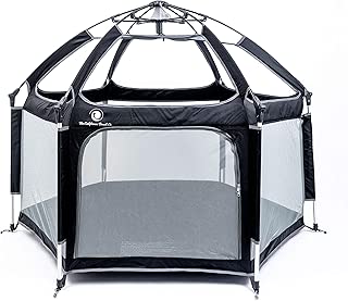Pop 'N Go - The World's Best Kids Playpen - Lightweight & Portable - For Inside or Outdoor Use - Safety Locks Keep Playpen Firmly Planted and Secure -Free UV Shade with Every Order!(Black and Gray) - coolthings.us