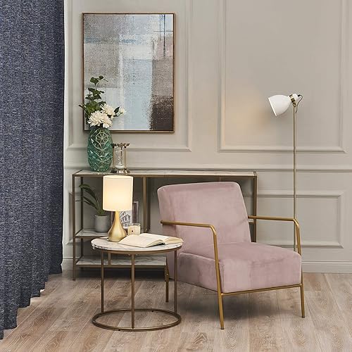 Miniatura 8 de Versanora Sarah - Moderna lámpara de mesa de lectura lateral con sensor de control táctil, pequeña luz de pie con pantalla de tambor, acabado de