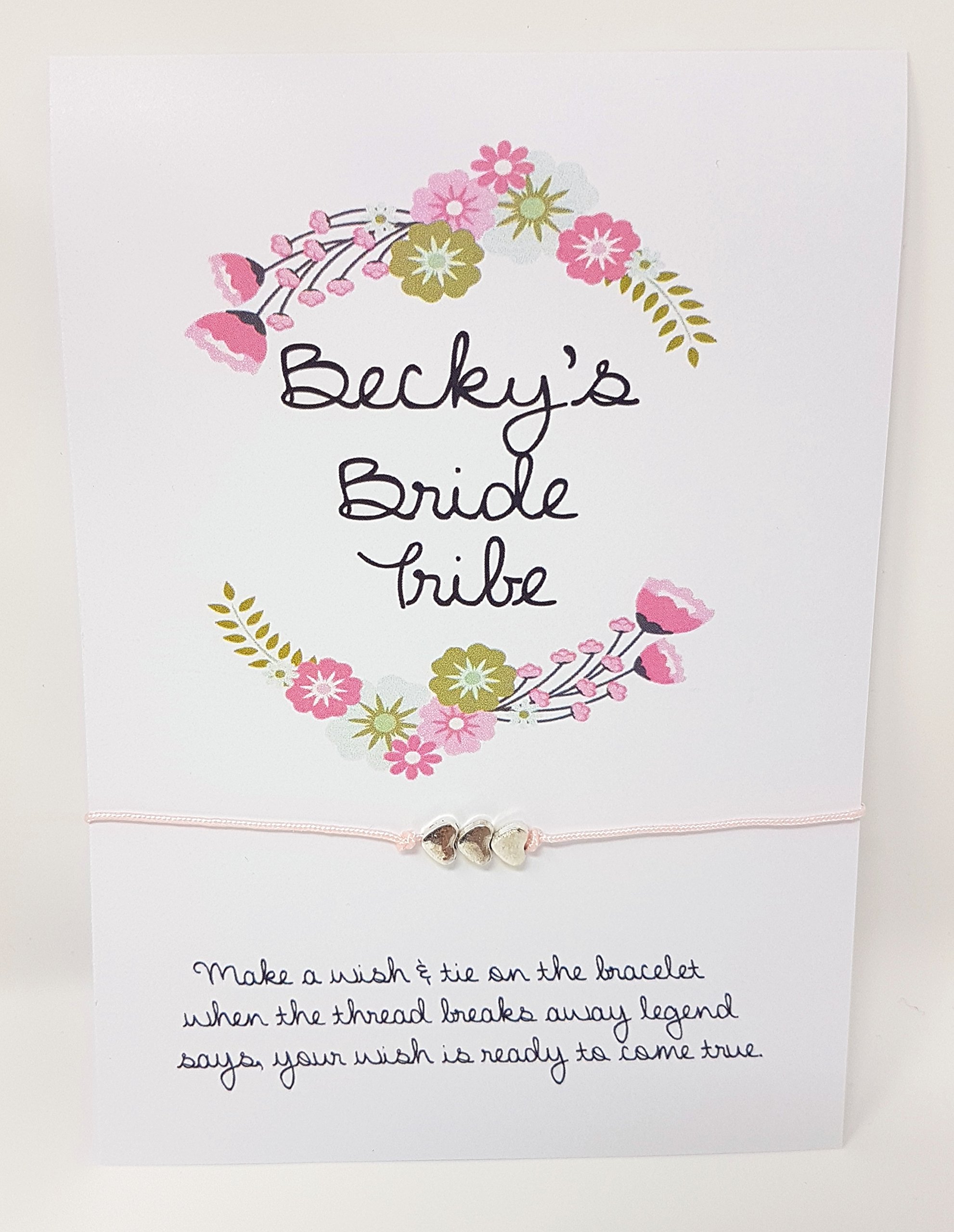 J&R Boutique Personalised Bride Tribe Floral Wedding Wish Bracelet Hen Party Favour Vintage D3 (10)