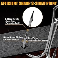 Vista 4 de Fishing Treble Hooks Kit, High Carbon Steel Treble Hook Strong Sharp Round Bend Fishing Hook Triple Fish Hook with Split Rings for Trout Hard Bait