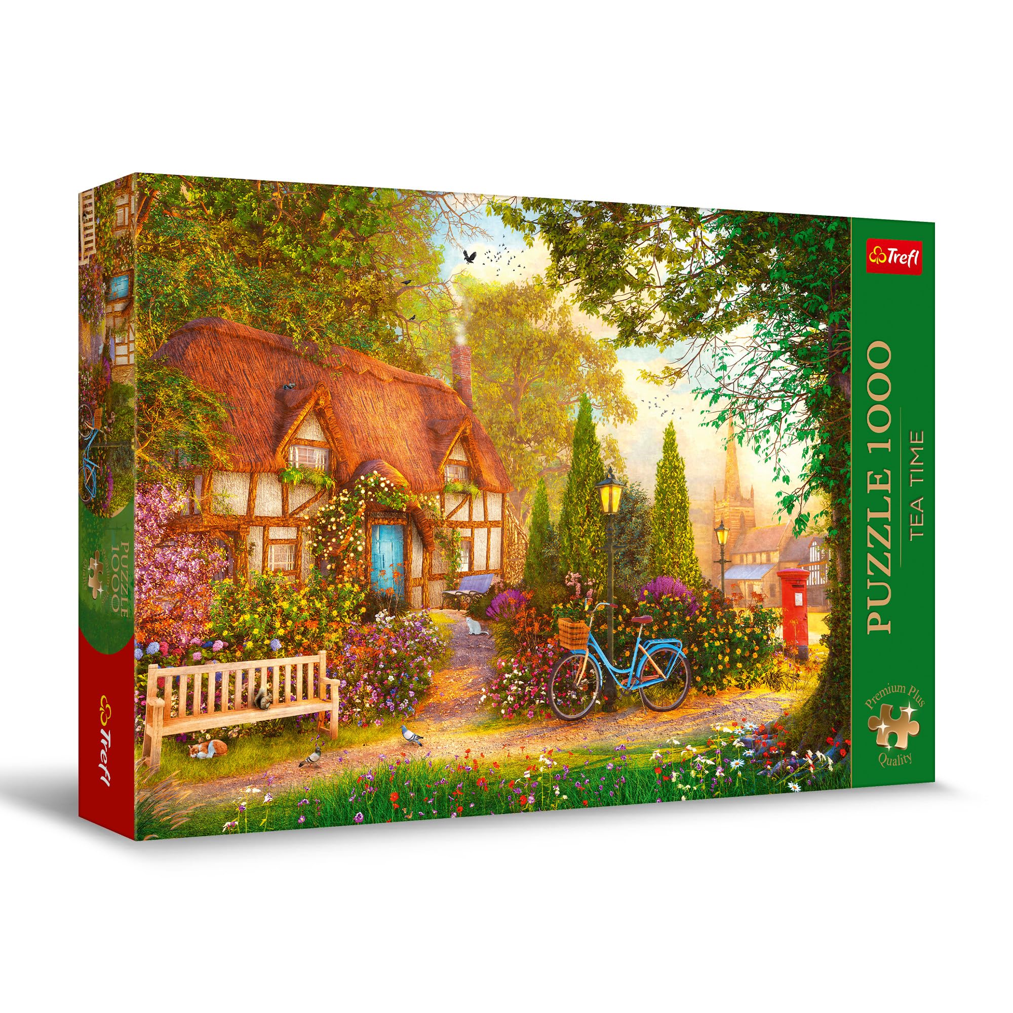 Trefl Thatched Cottage 1000 Jigsaw Puzzle Premium Plus Tea Time 27"x19" A Series of Painted Nostalgic Pictures, Perfect Matching of Elements, for Adults and Children from 12 Years Old