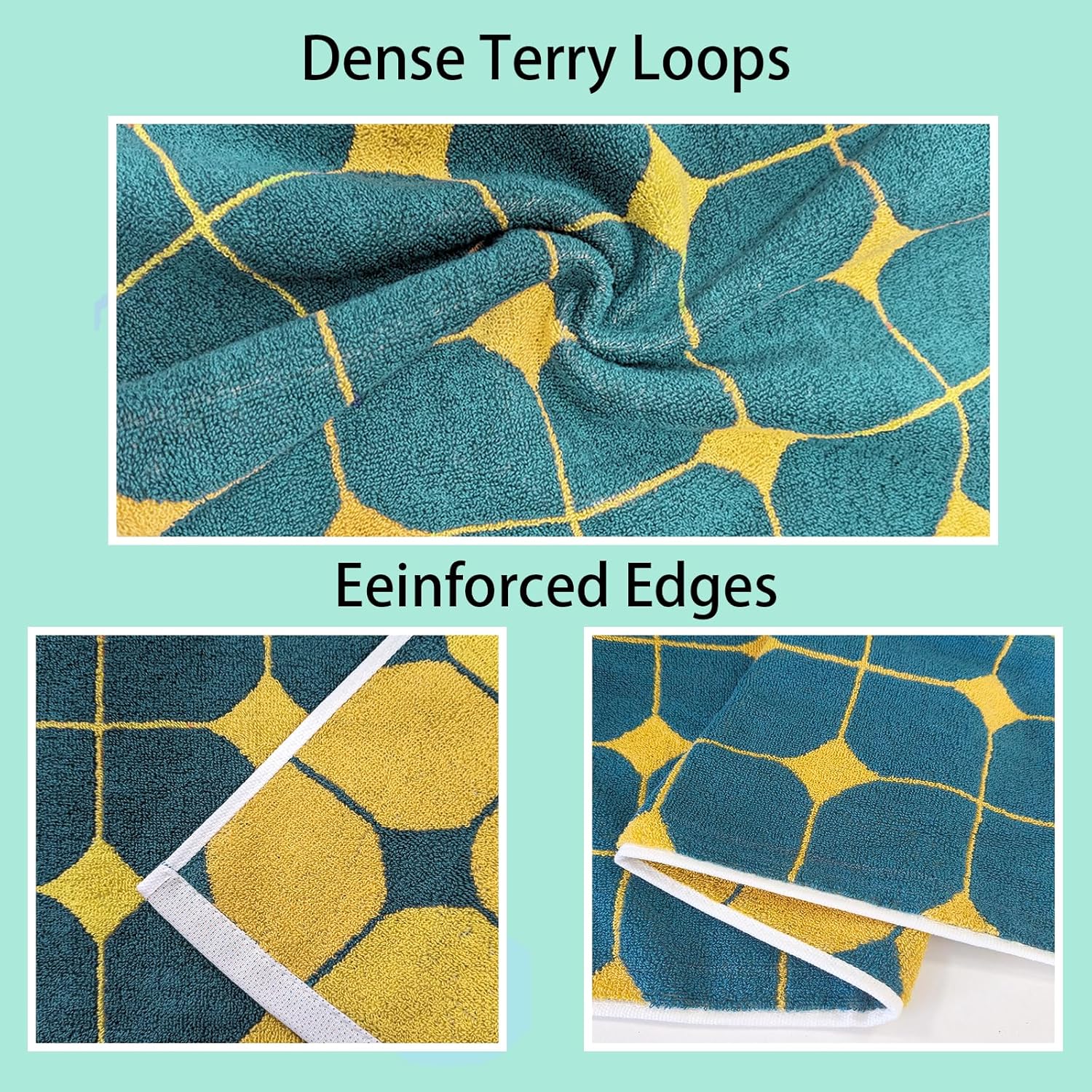 Towels Set 100% Cotton Soft Hand Towels Cute Diamonds Design for Bathroom, Absorbent Decorative Hand Towels Set for Shower, Spa, Daily (Yellow 3 Pack, Diamond) - Image 4