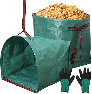 53 Gallon Garden Bags for Debris,2-Pack Yard Waste Bags,Large Dustpan-Type Lawn bags with Gardening Gloves,Leaf Bags for Yard Debris,Grass Clippings,Collapsible Trash Can for Parties,Laundry,Camping