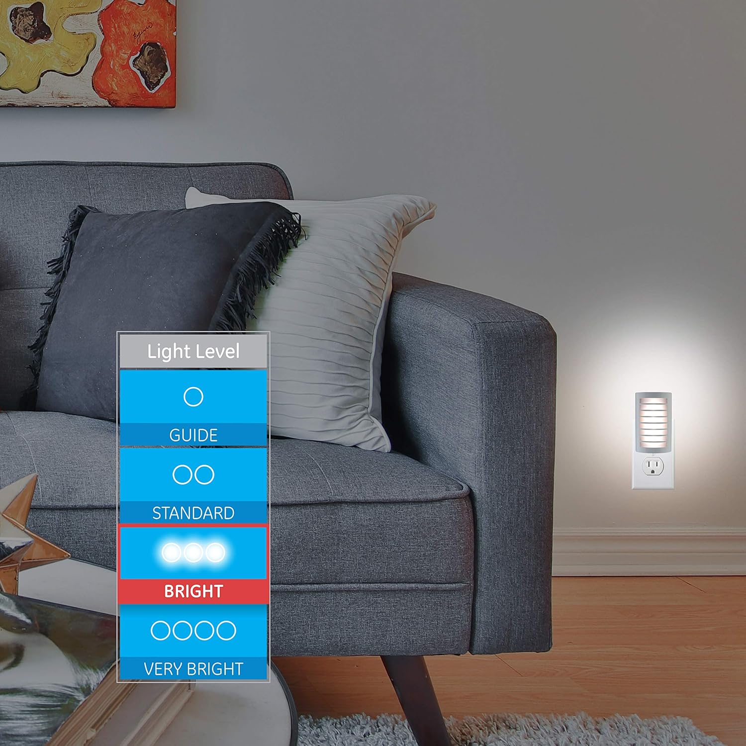 GE CoverLite Automatic LED Night Light, White Finish, Plug-in, Soft White, Dusk to Dawn Sensor, Energy-Efficient, Ideal for Hallways, Kitchens, Bathrooms, Bedrooms, Offices, 37300