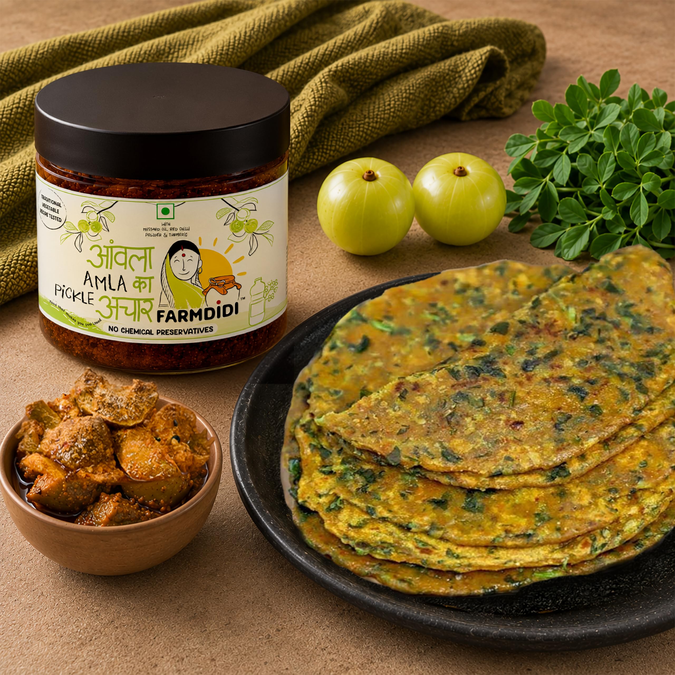 FarmDidi Amla Achar 325g In Fresh Homemade Awle Ka Achaar Without Onion & Garlic Seedless Indian Gooseberry Pickle Less Oil, Preservative-Free Tangy Amle ka Achar Traditional Awla Pickle 3