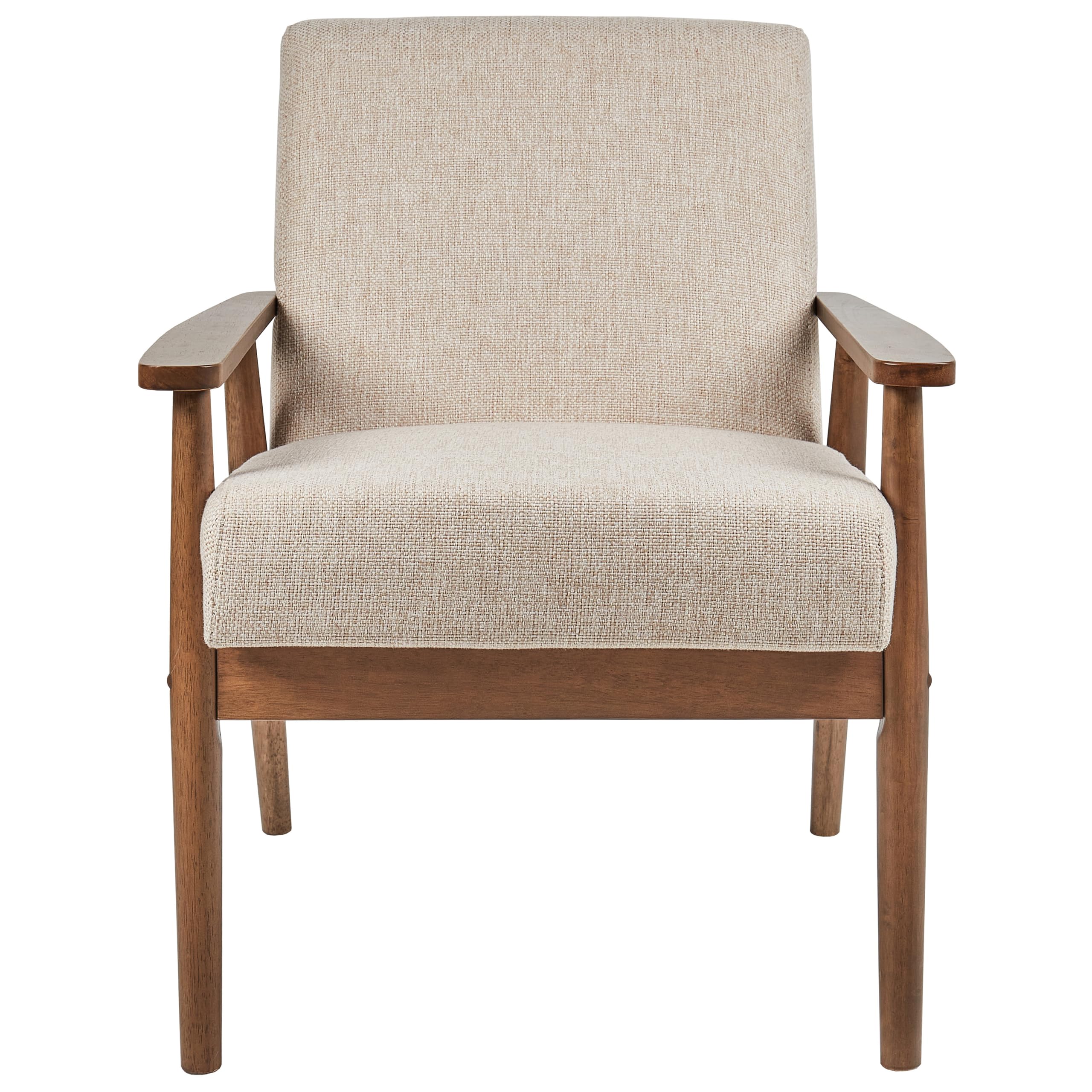 Beliani Sessel Bouclé beige/Dunkelbraun mit Armlehnen Retro Stil Esrum