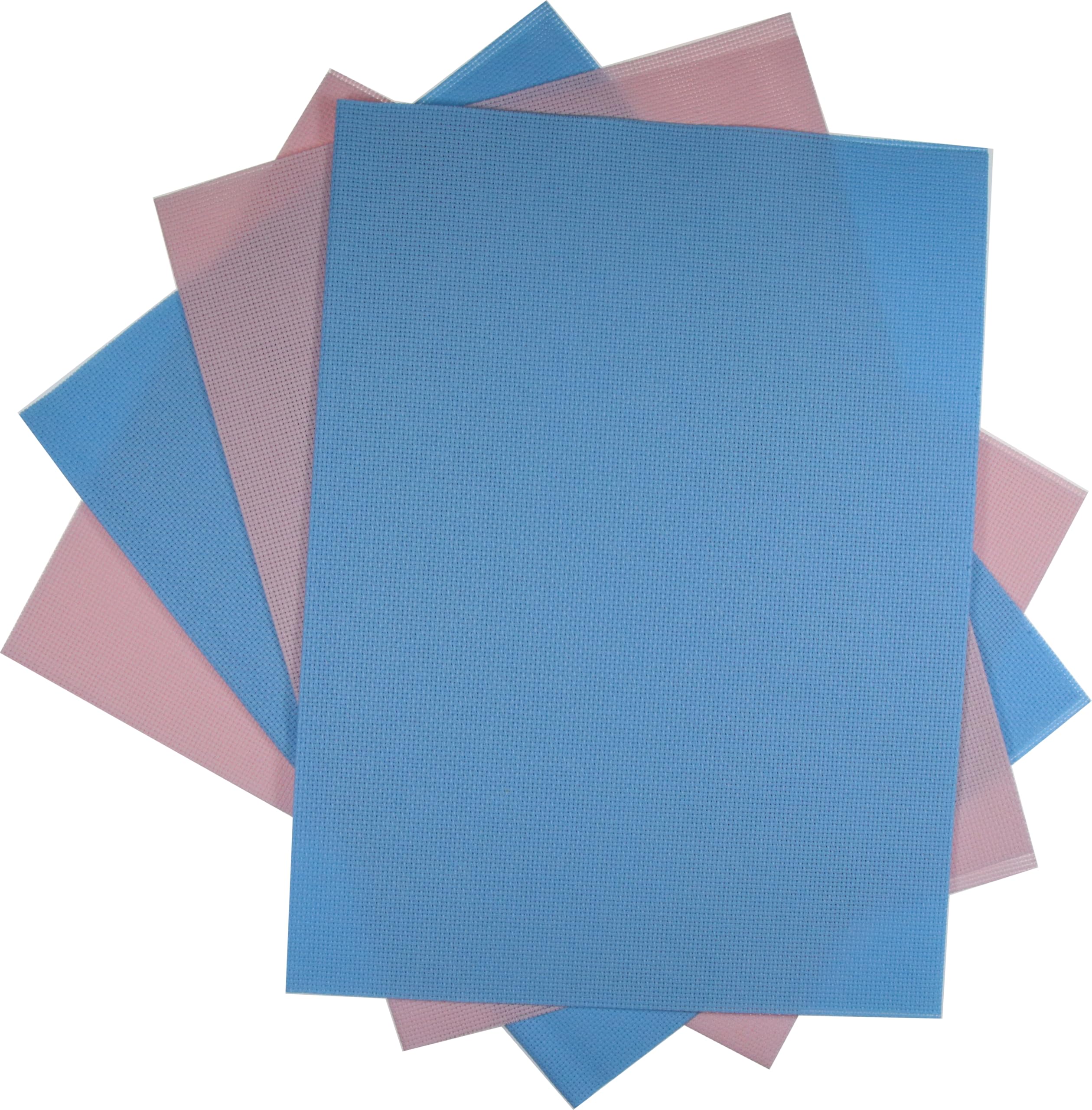 KCS 4/6 pc of 12" x 18" 30cmx45cm 16CT Counted Cotton Aida Cloth Cross Stitch Fabric (Light Blue+Pink, 4 pc)