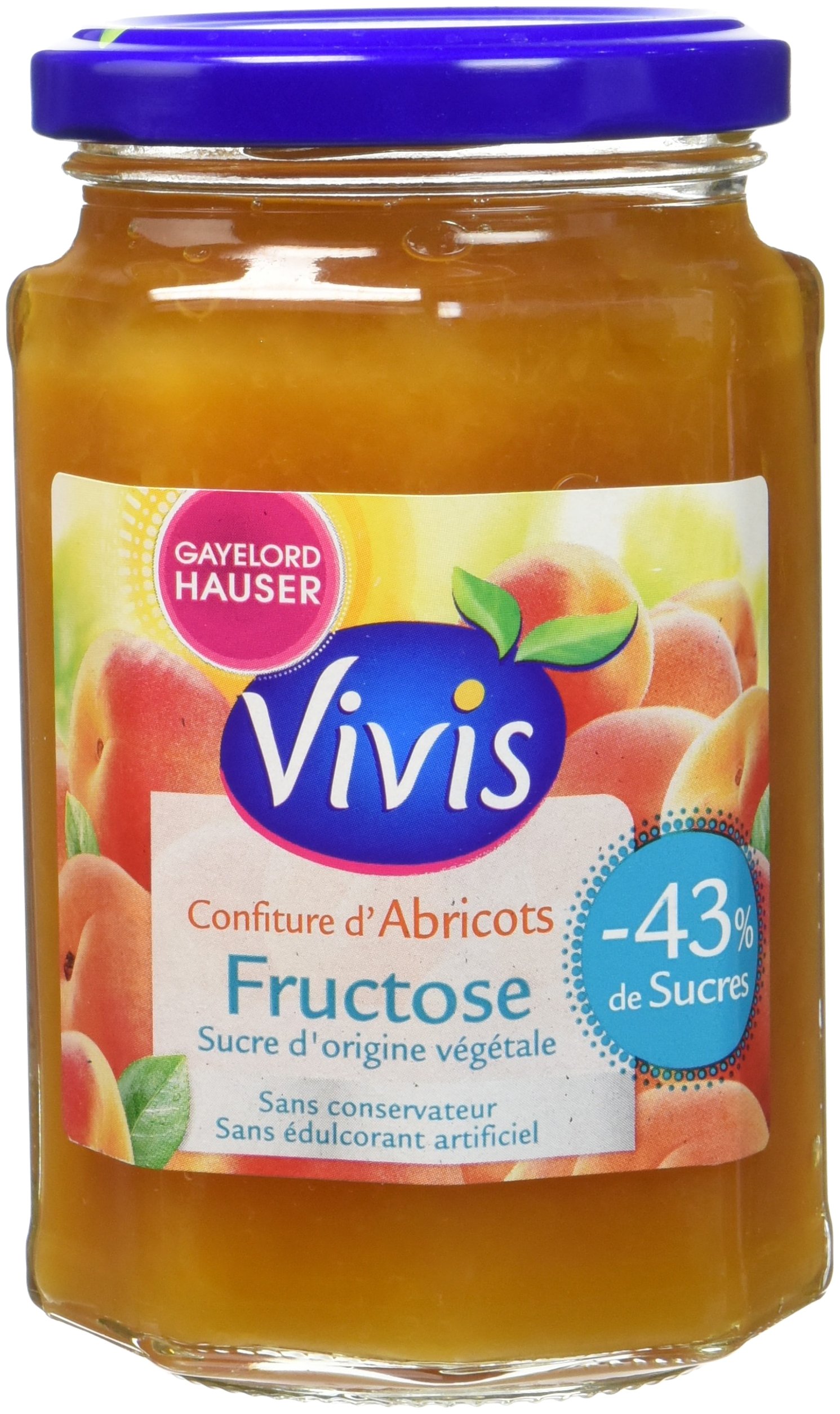 GAYELORD HAUSER - Confiture de Abricot au Fructose - Sucre Origine Végétale - 43% de sucres en moins - Lot de 1