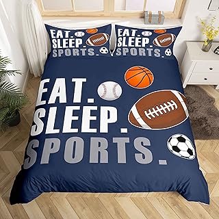Football Bedding Set Kids Basketball Basketball Ball Games Comforter Cover Set for Boys Girls Sports Theme Duvet Cover Breathable Bedspread Cover Room Decor Quilt Cover Full Size