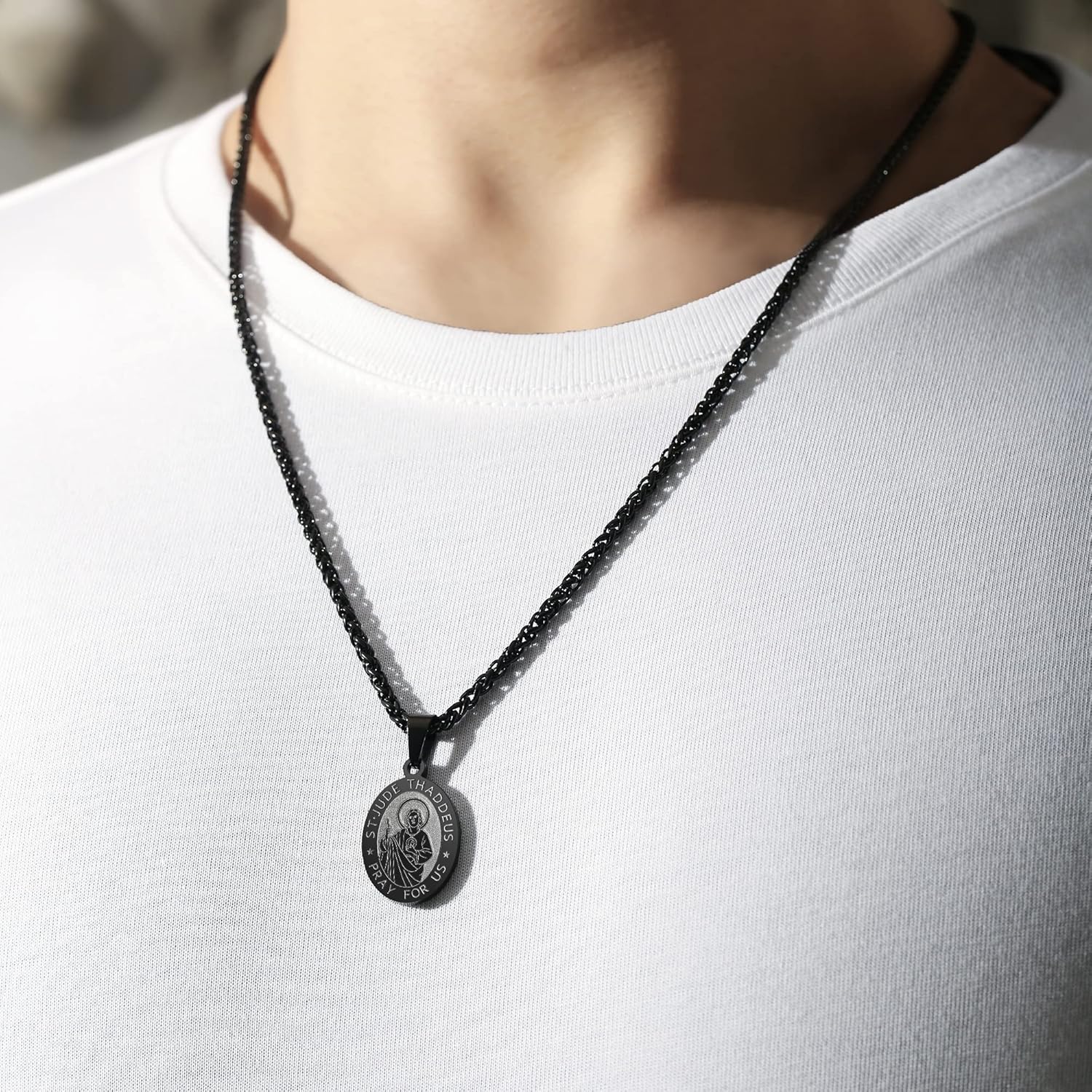 Zocomi Catholic First Communion/Confirmation Gifts for Boys Men,Saint Christopher/Michael/Anthony/Jude/Joseph Medal Necklace，Oval Saint Patron Medal Religious Amulet Gifts - Image 2