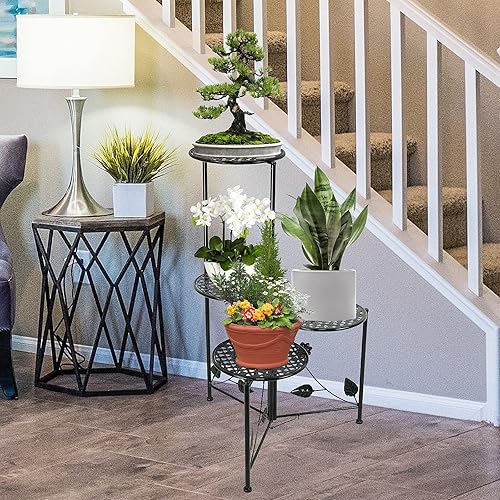 Miniatura 5 de NAKUPE Soporte de metal para plantas para interiores y exteriores, 3 niveles4 niveles de 30 pulgadas de alto, organizador de macetas en maceta