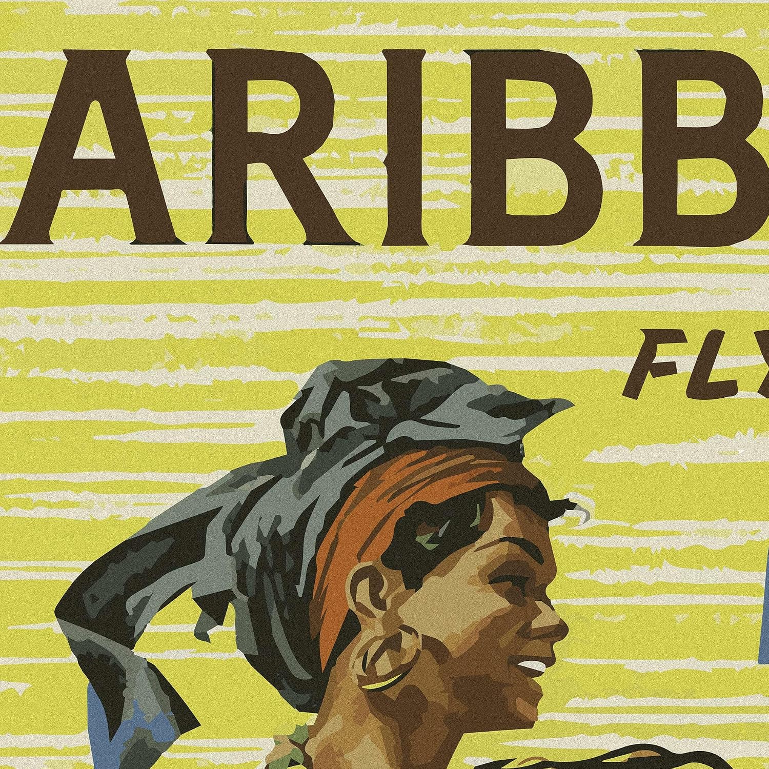 Caribbean Airlines Travel Ad | Art Print Poster Vintage Wall Decor (16 x 24 inches)