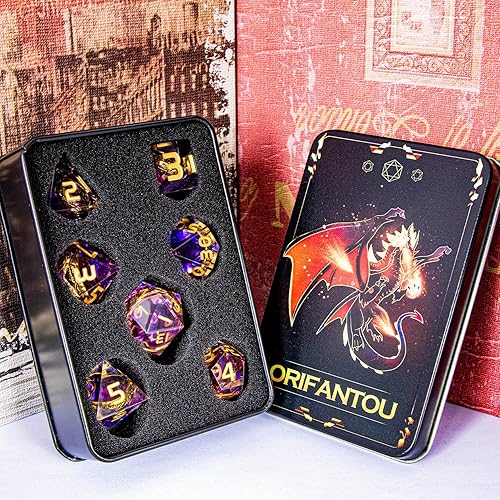 Miniatura 82 de Juego de dados DND de anillo dorado mágico con borde afilado, color rojo con ojo, para uso con juegos de mesa RPG D&D, juego de dados poliédricos