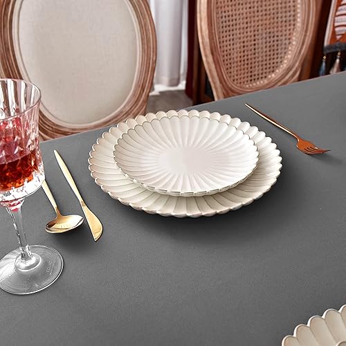 Miniatura 8 de MEANMOY Mantel cuadrado color gris de 7.35 ozm, resistente al agua y a las manchas, mantel rectangular sólido de 54 x 54 pulgadas, tela de poliéster