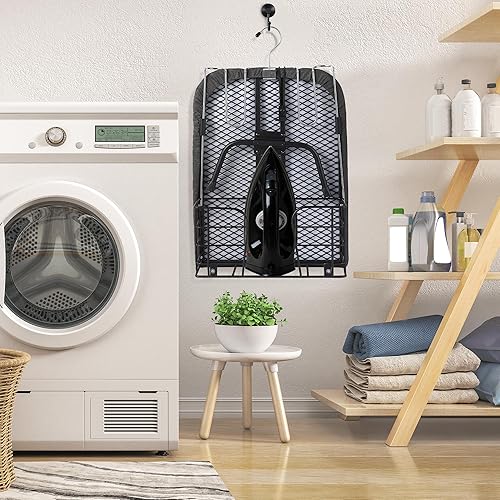 Miniatura 6 de Garvee Tabla de planchar de mesa, pequeña tabla de hierro plegable portátil con soporte de hierro, cesta de almacenamiento, cubierta y almohadilla