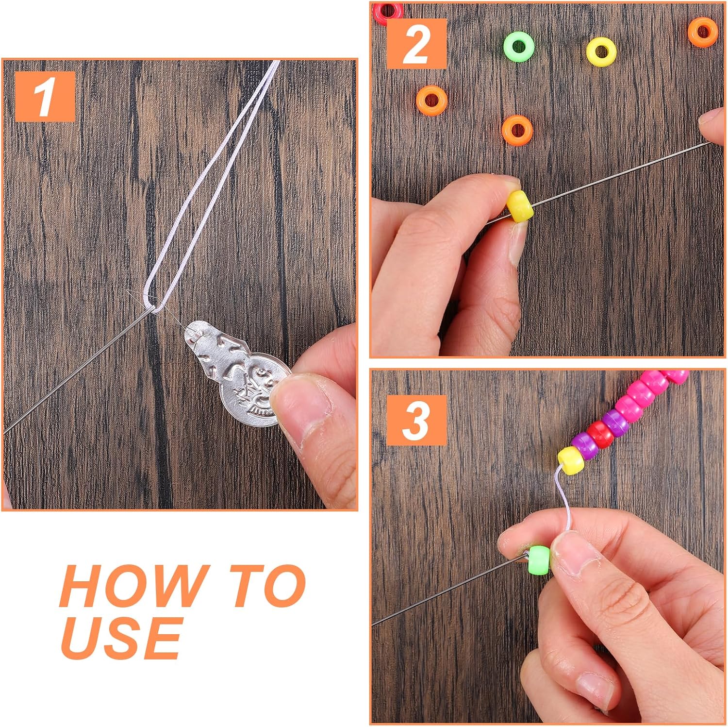10 Pcs Metal Beading Needles, Bead Spinner-Needle, Beaded Needle Steel Wood Bead Needle Threader Jewelry Making Tools Beading Needles