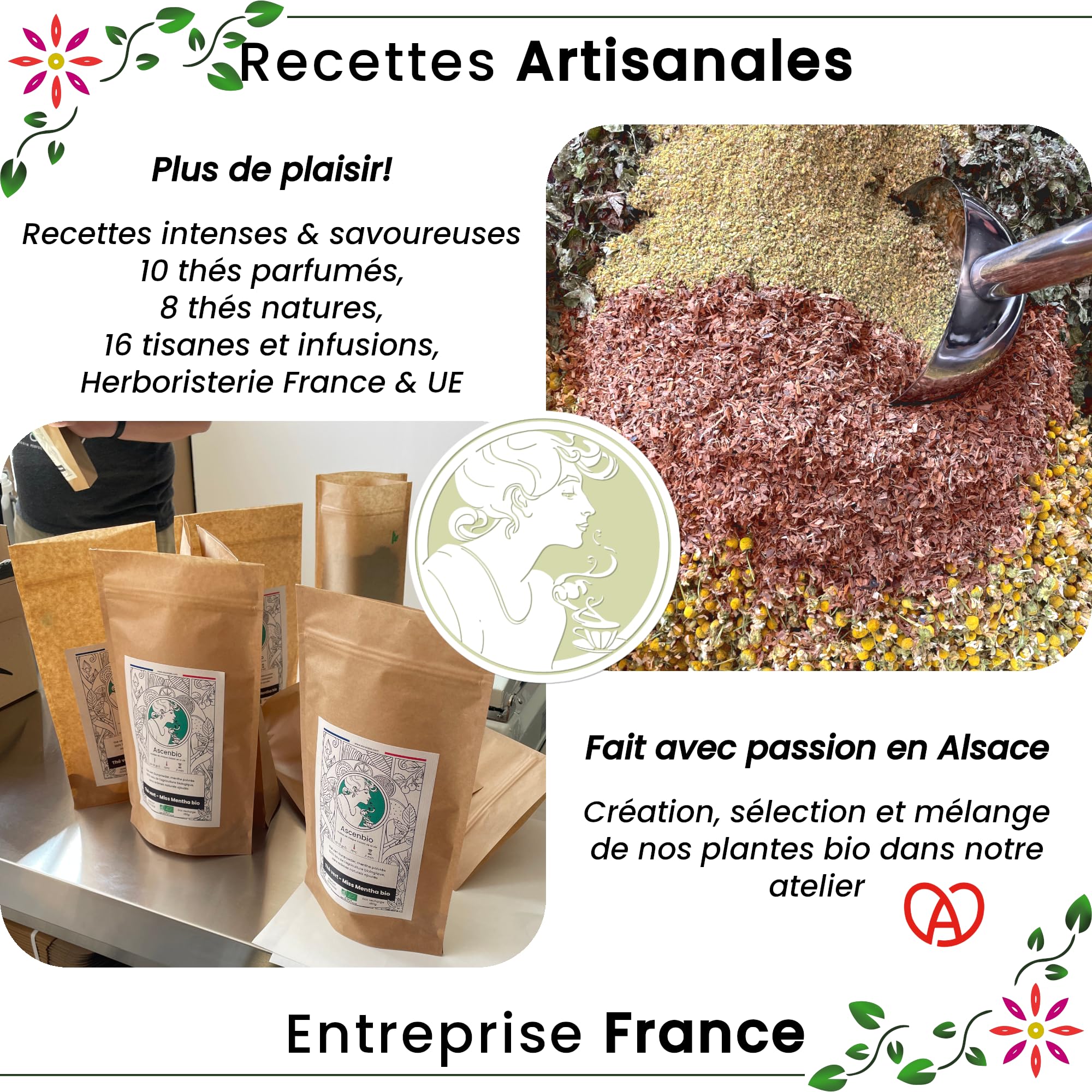 Ascenbio ✿ Rooibos Verde Orgánico ✿ Té de hierbas nocturnas Rooibos sin fermentar ✿ A granel 180 g ✿ Preparado y envasado en Francia ✿ Embalaje biodegradable