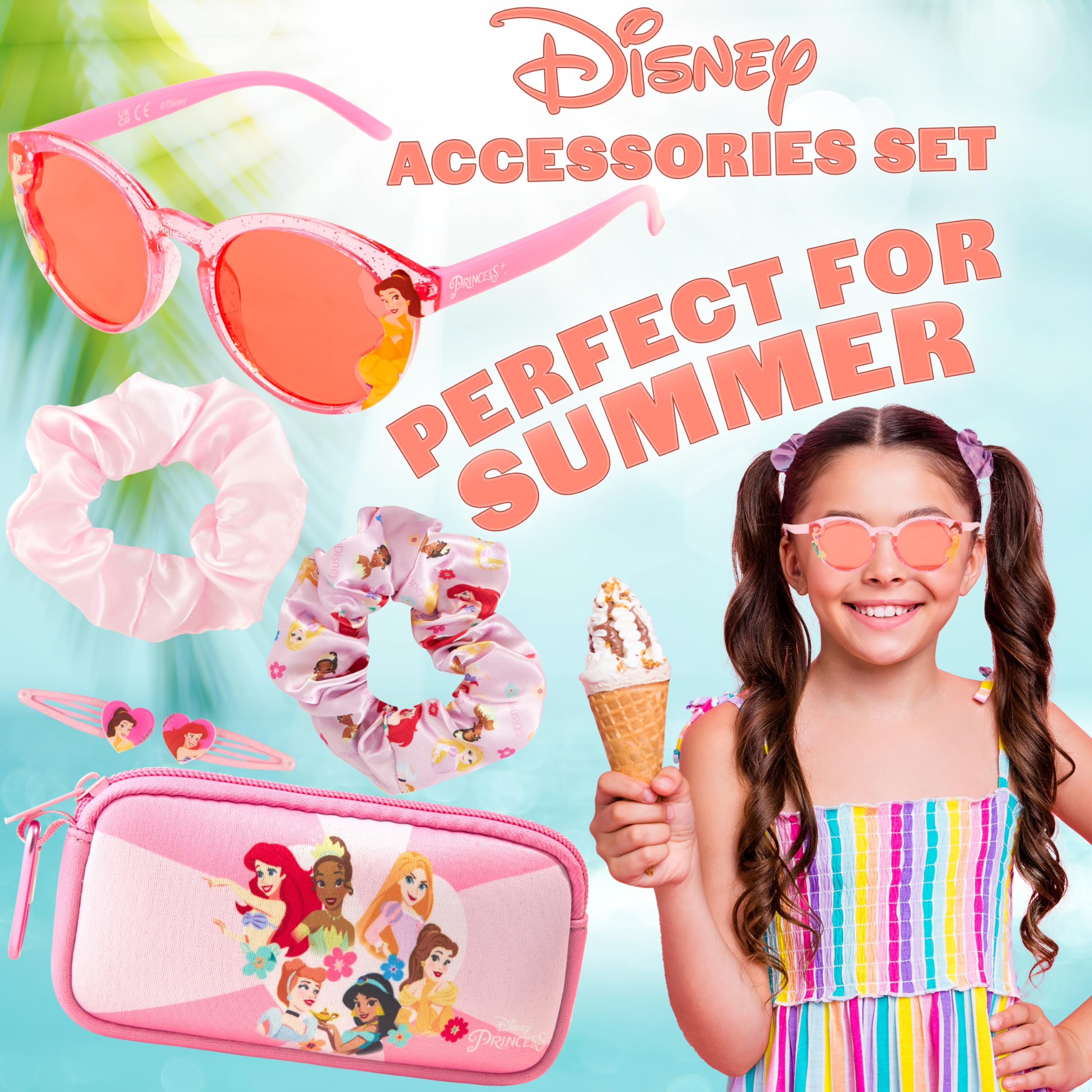 Disney Occhiali da Sole Bambina Protezione UV con Borsette e Accessori Capelli Set - Regalo per Ragazze
