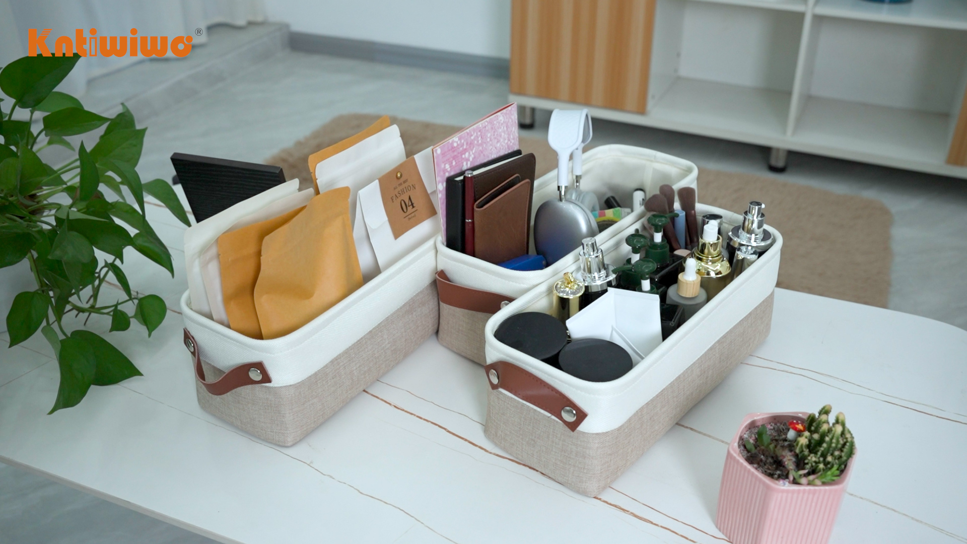 Amazon.com: Kntiwiwo Small Fabric Storage Bins, 15x6x5 inch Narrow