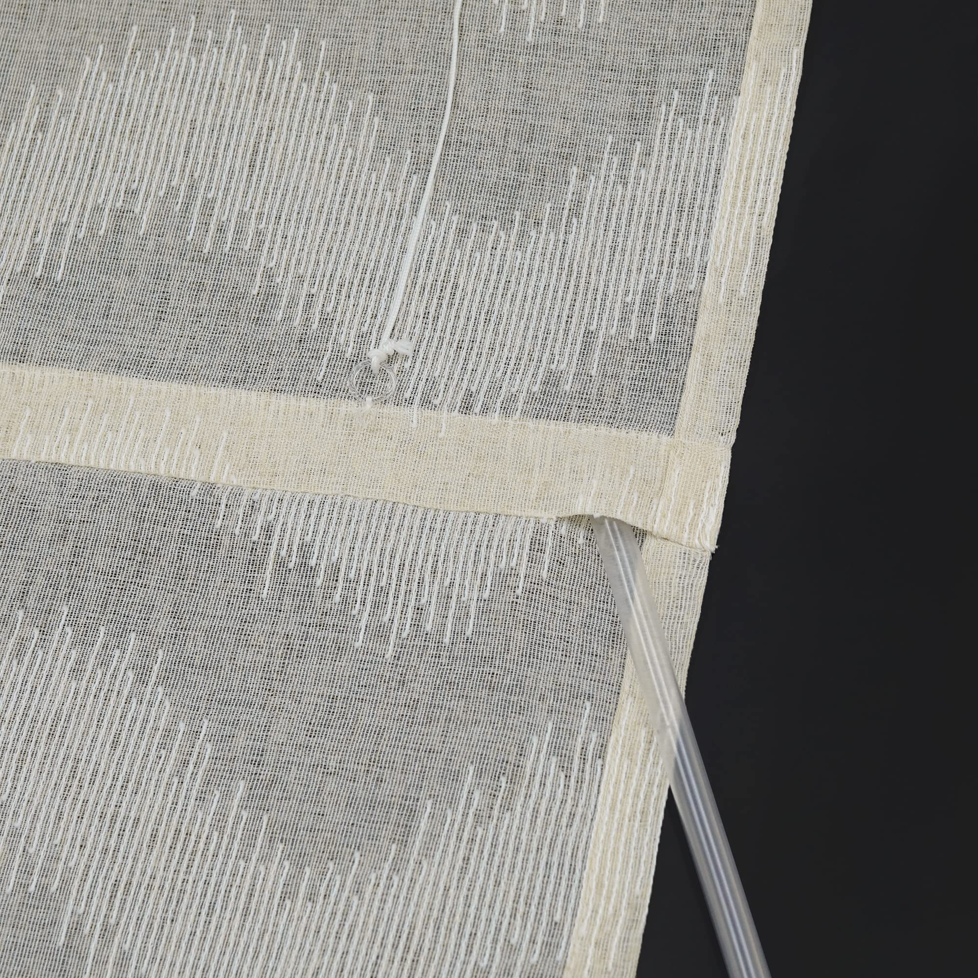Raffrollo mit Schlaufen halbtransparente Raffgardine Landhaus Küche Gardinen Leinen Schlaufenrollo Wohnzimmer Schals Welle-Raffrollos Mordern Beige BxH 140x140cm 1 Stück