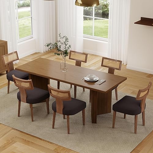 Miniatura 18 de Juego de 4 sillas de comedor modernas de mediados de siglo, tapizadas de piel sintética, sillas Parson modernas sin brazos de cocina, sillas de