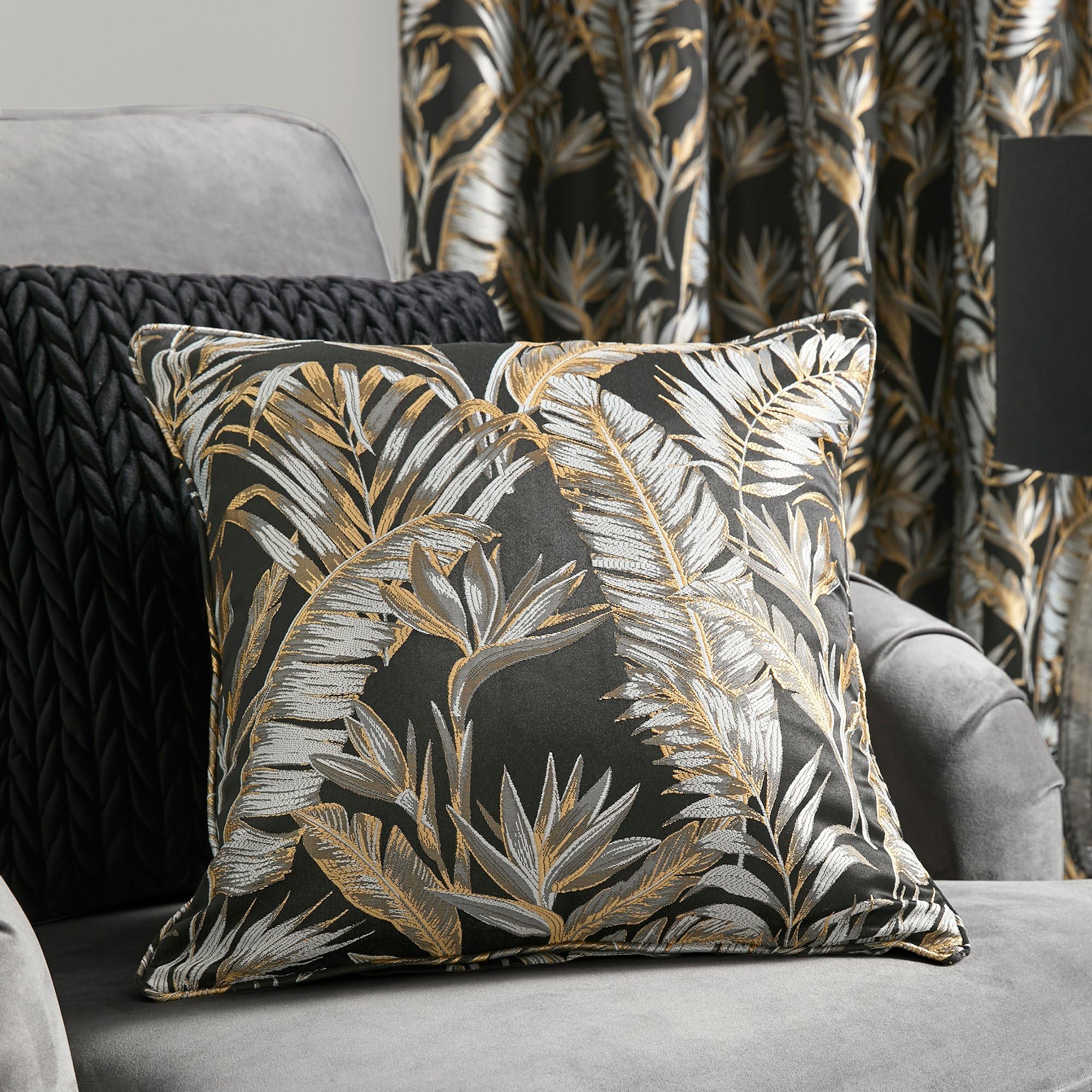 Laurence Llewelyn-Bowen Paradise Palm Filled Cushion- Black