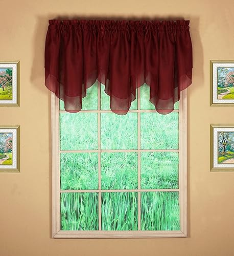 Miniatura 3 de Today's Curtain Emelia Original Voile Ascot 25 pulgadas, Borgoña, 40 pulgadas de ancho x 25 pulgadas de largo