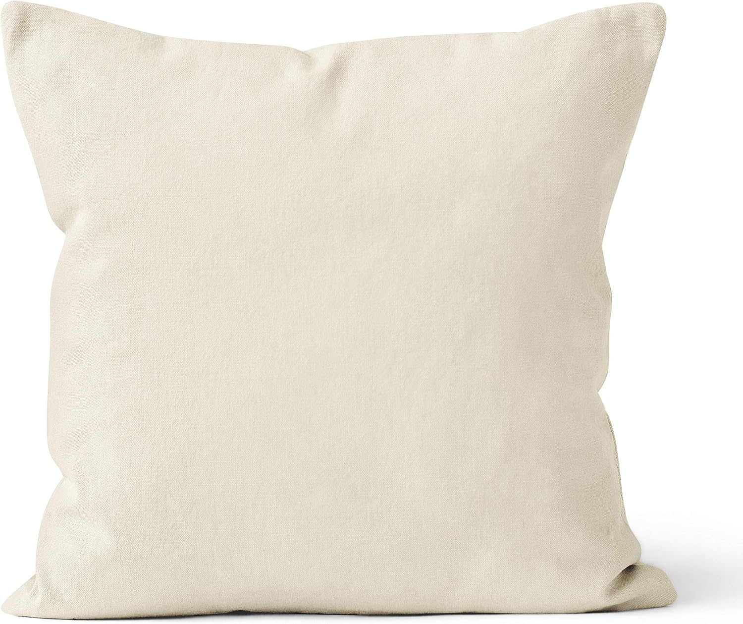 Encasa XO Cotton Throw Pillow Covers Set of 2 I 24x24 in (60x60 cm) - Natural I No Insert I Plain Square Pillowcases I Machine Washable - Image 3