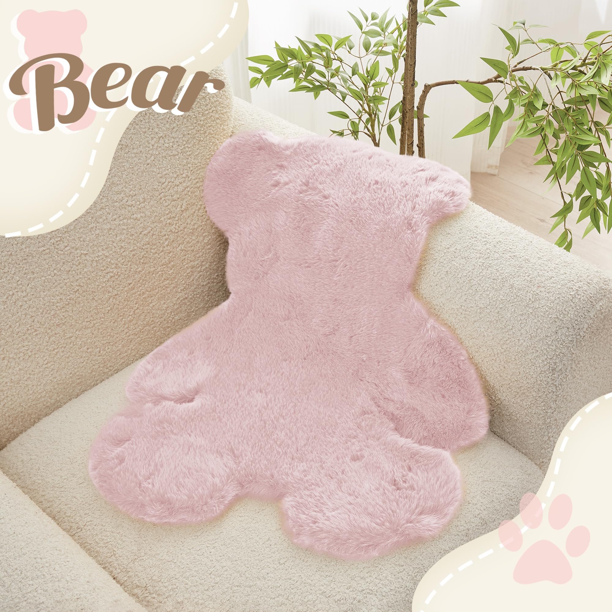Lot de 2 tapis pelucheux en peau de mouton doux au toucher, peluche soyeuse, hypoallergénique pour chambre à coucher, salon, chambre d'enfant, canapé (45,7 x 61 cm, rose poudré)