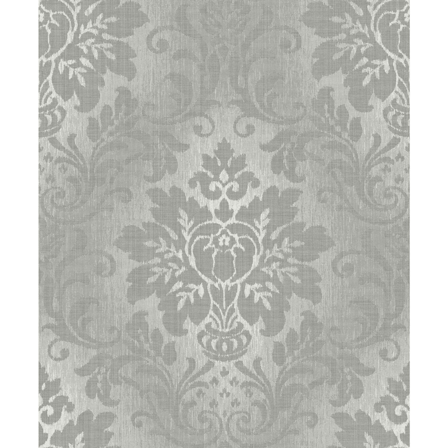 Royal House Vinyl Wallpaper Fabric Damask Silver A10904