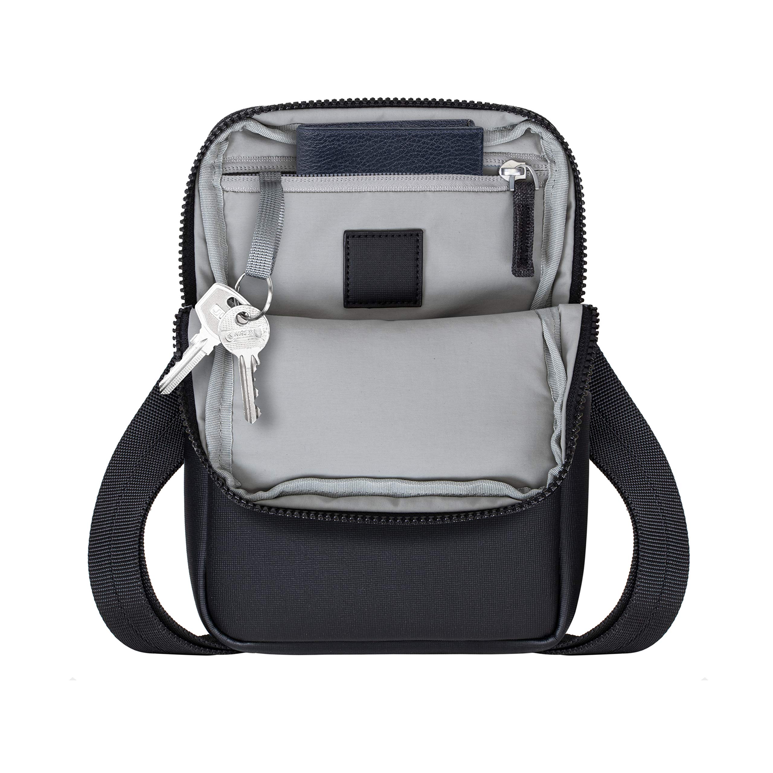 Rivacase Sac à bandoulière pour tablettes jusqu'à 8" - Sac à bandoulière en cuir synthétique et polyester de qualité supérieure avec bandoulière réglable, Noir, s
