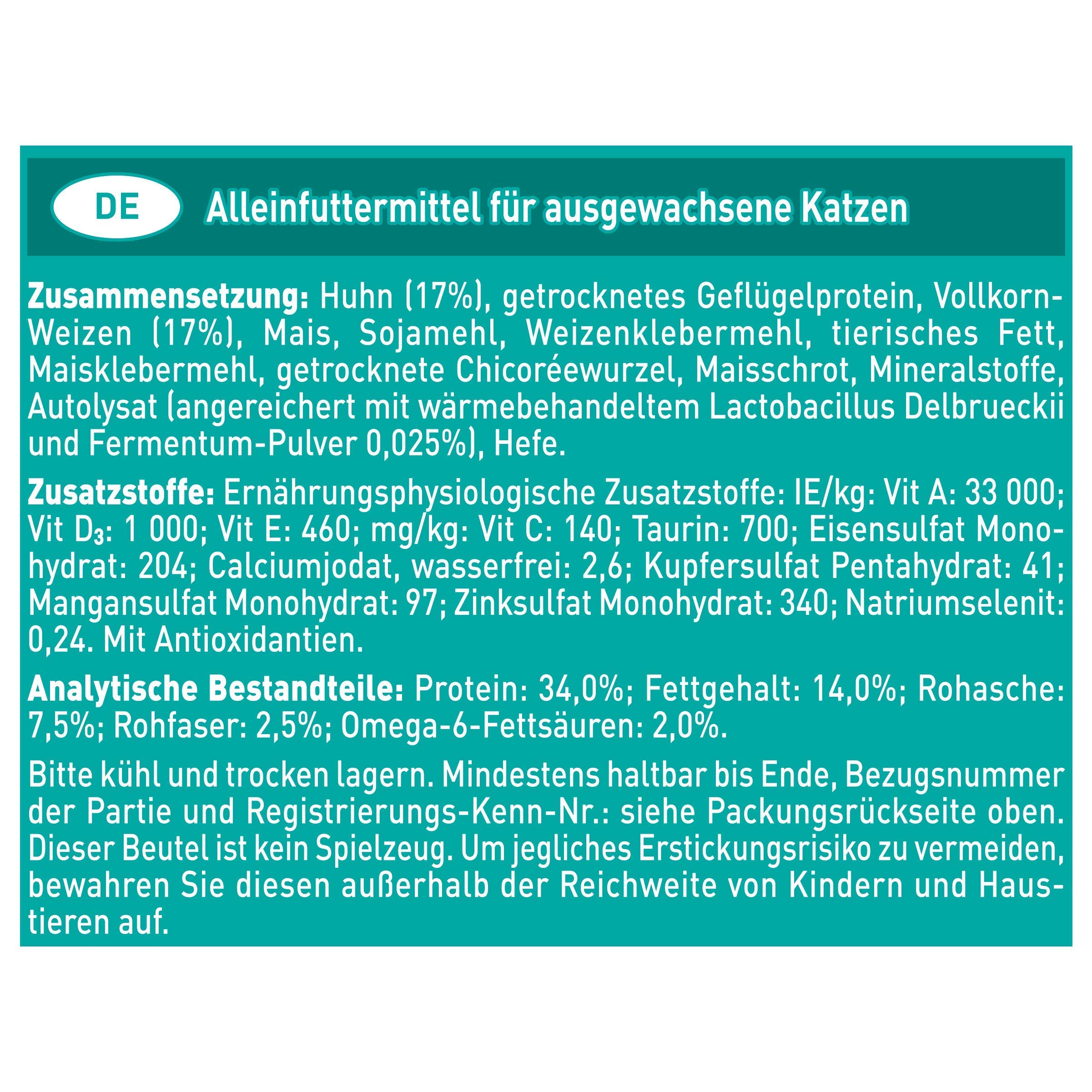 PURINA ONE BIFENSIS Adult Katzentrockenfutter: reich an Huhn, stärkt natürliche Abwehrkräfte, für gesunde Knochen, Haut, Zähne & Harnwege I ab 1 Jahr