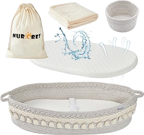 Cambiador de bebé, cambiador portátil plegable, cesta de moisés para recién nacido, cambiador para tocador, organizador de pañales de cuerda de