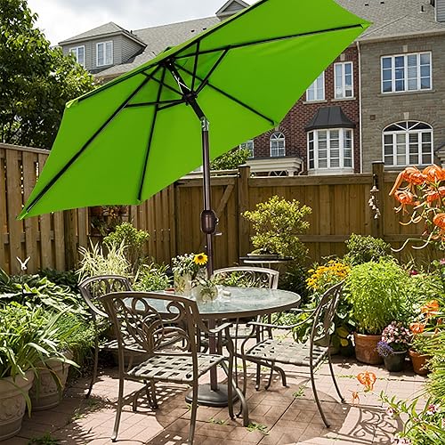 Miniatura 98 de Blissun Sombrilla de patio de 7.5 pies, sombrilla de patio, sombrilla de mercado al aire libre con botón de inclinación y manivela (bronceado)