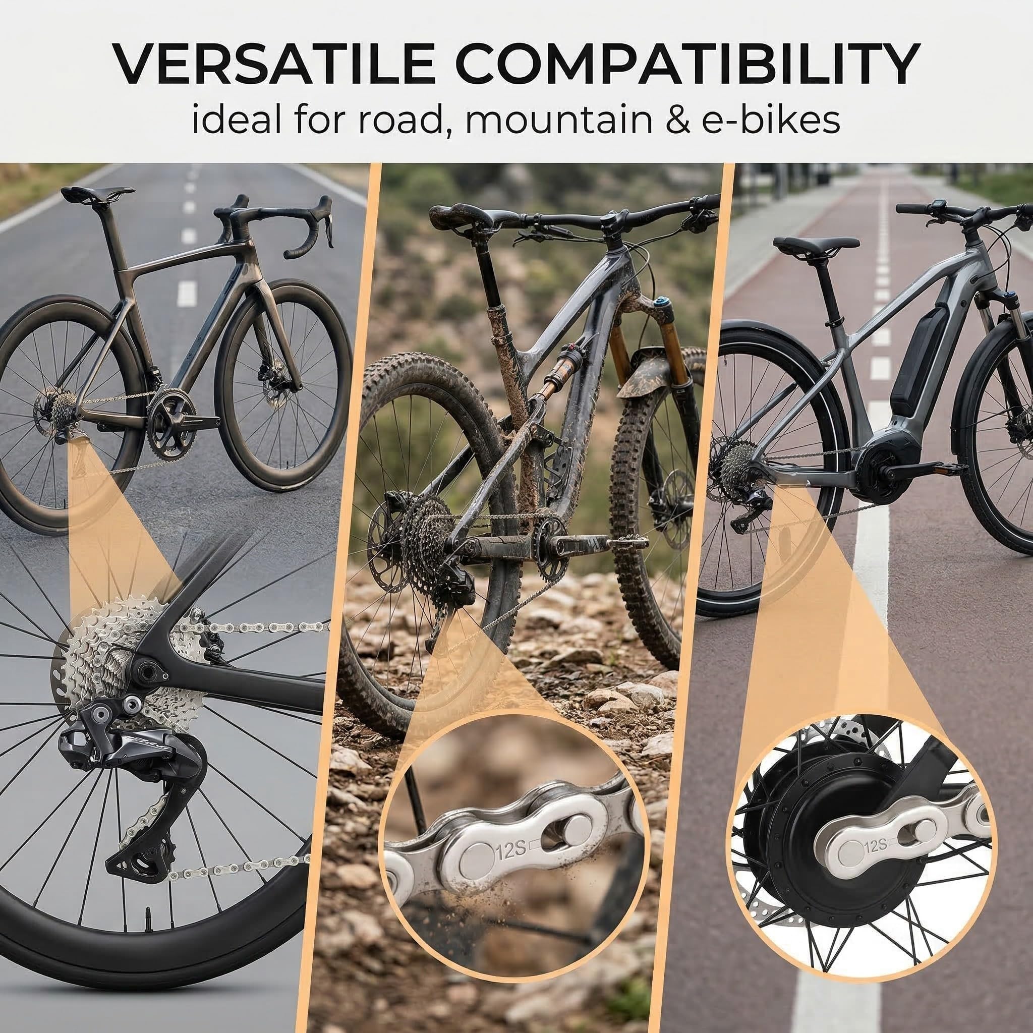 Kettenschloss 12 Velocità in Acciaio Inossidabile - Facile da Montare e Smontare, Resistente e Antiruggine, Ideale per MTB e Bici da Corsa